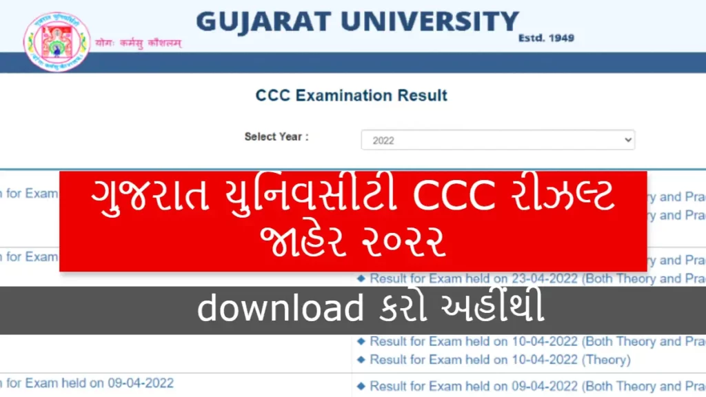 Gujarat University CCC Result 2022