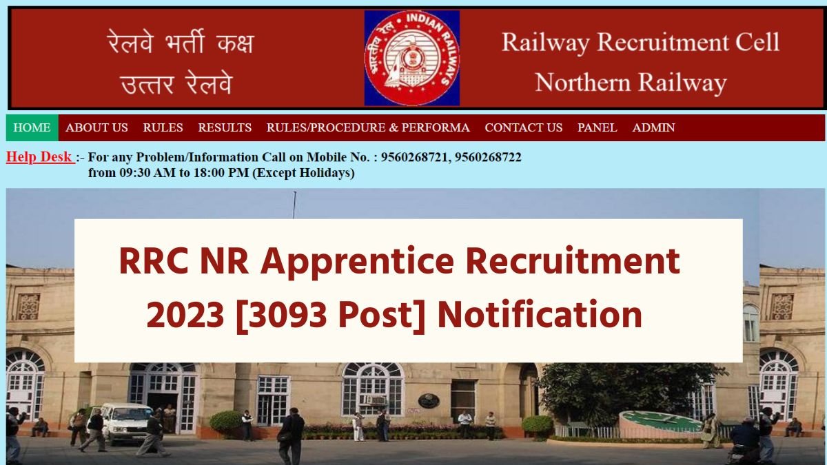 RRC NR Apprentice Recruitment 2023 [3093 Post] Notification And Online ...