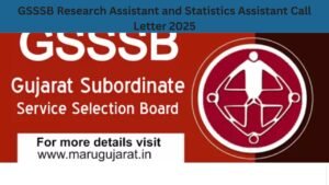 GSSSB Research Assistant and Statistics Assistant Call Letter 2025