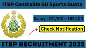 ITBP Constable GD Sports Quota Recruitment 2025